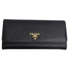 Used Prada Black Saffiano Leather Continental Wallet