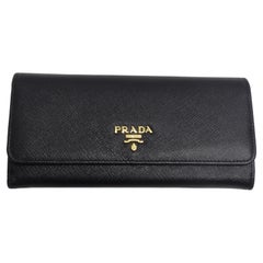 Prada Black Saffiano Leather Continental Wallet