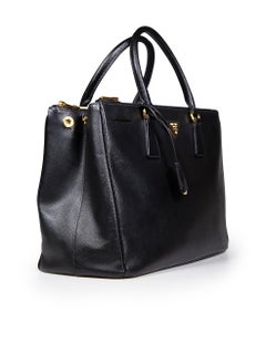 Prada Black Saffiano Leather Double Zip Galleria Bag