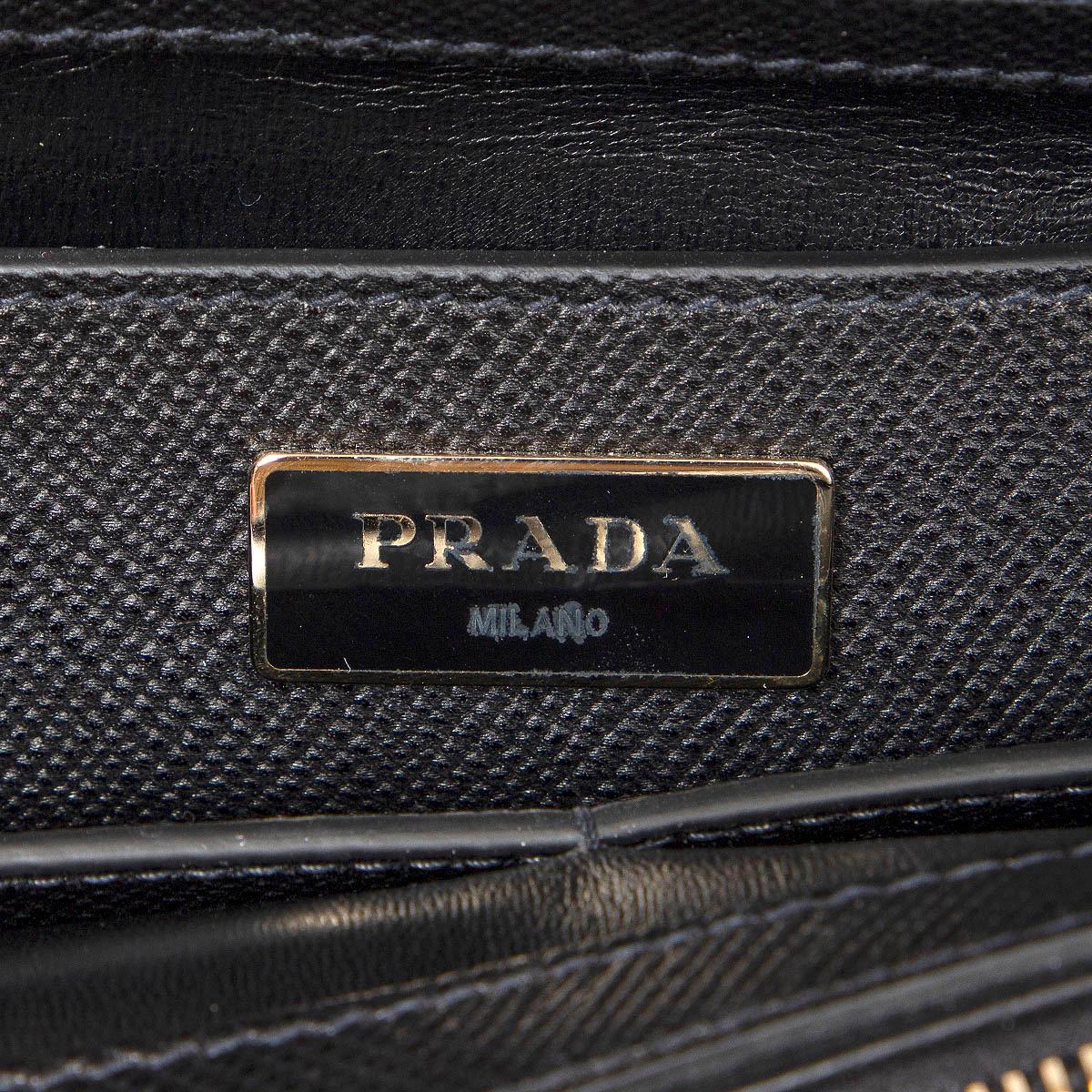 PRADA black Saffiano leather DOUBLE ZIP SMALL Tote Bag 1