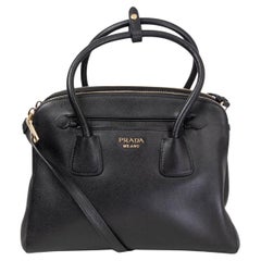 PRADA Schwarze Saffiano-Leder-Tragetasche DOUBLE ZIP SMALL