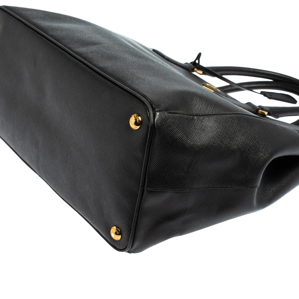 Prada Black Saffiano Leather Double Zip Tote 7