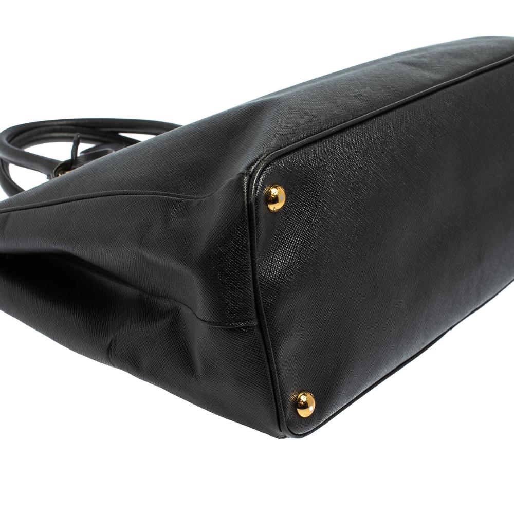 Prada Black Saffiano Leather Double Zip Tote 8