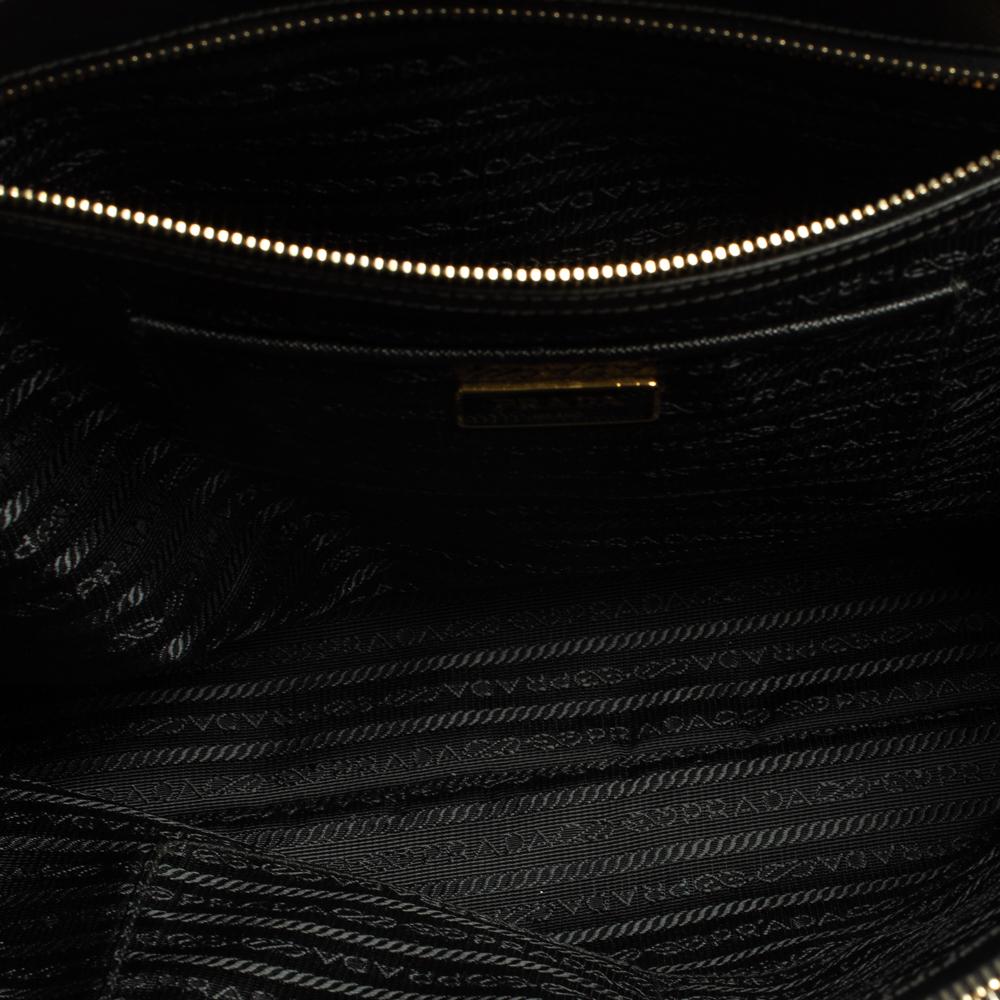 Prada Black Saffiano Leather Double Zip Tote 3