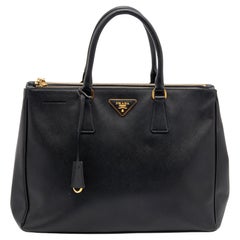 Prada Black Saffiano Leather Double Zip Tote