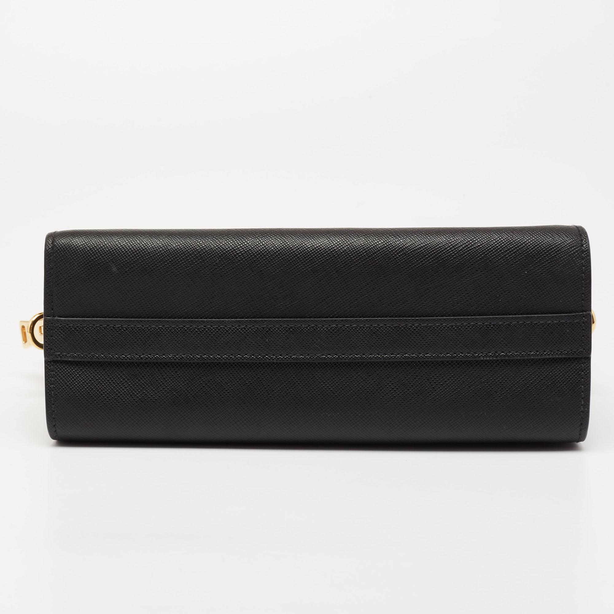 Prada Black Saffiano Leather Esplanade Crossbody Bag 1