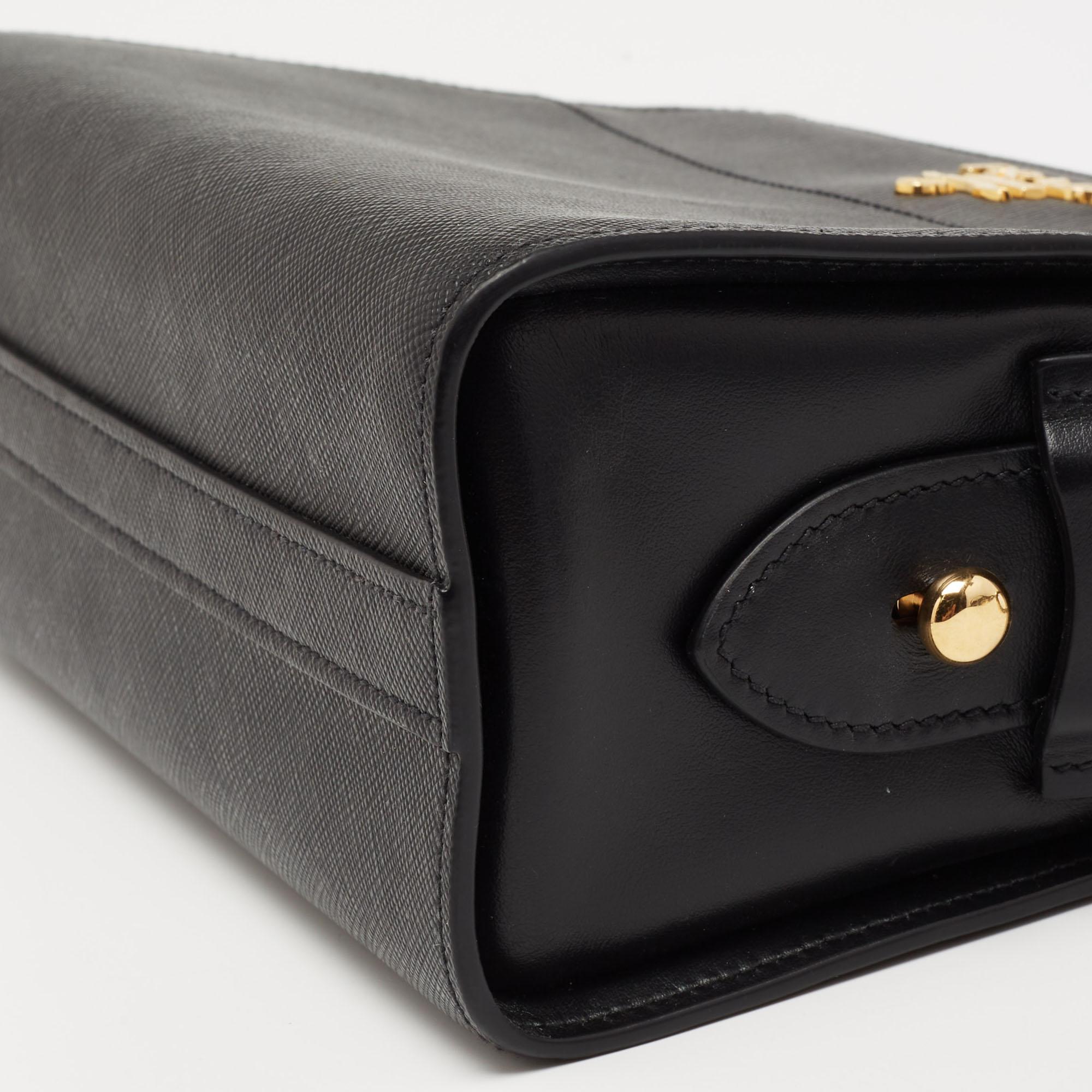 Prada Black Saffiano Leather Esplanade Crossbody Bag 2