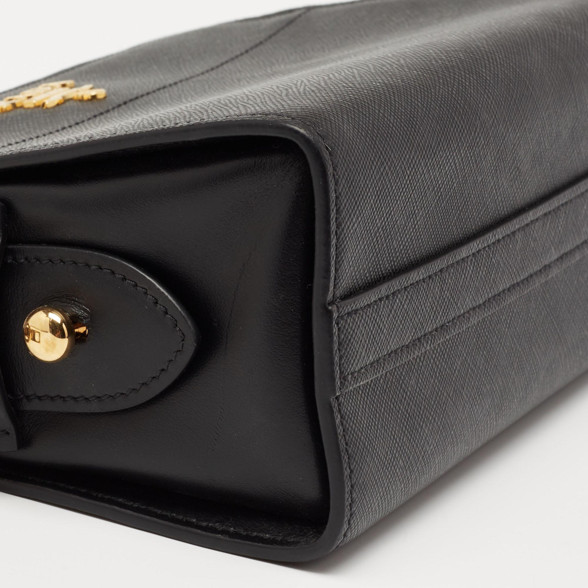 Prada Black Saffiano Leather Esplanade Crossbody Bag 3