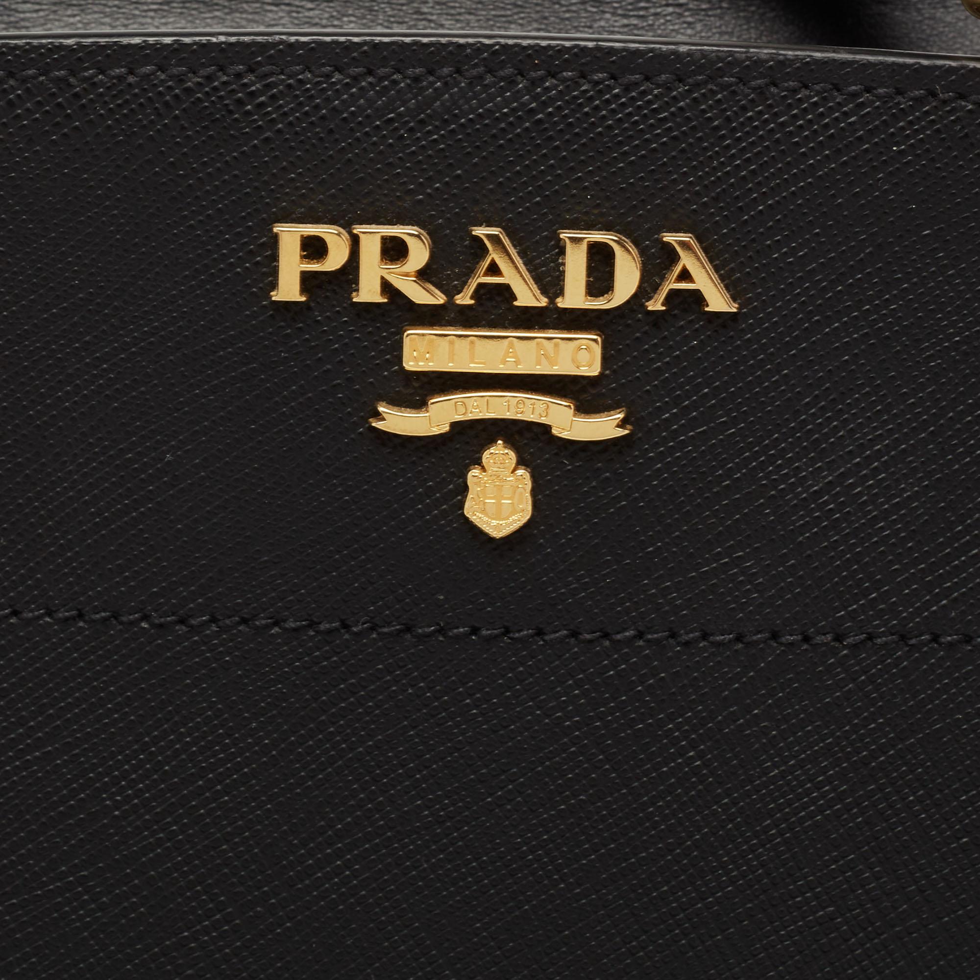 Prada Black Saffiano Leather Esplanade Crossbody Bag 4