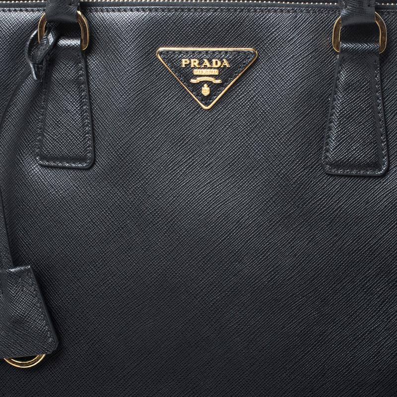 Prada Black Saffiano Leather Executive Double Zip Tote 3