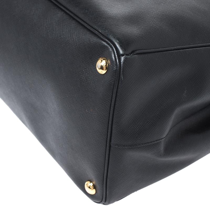 Prada Black Saffiano Leather Executive Double Zip Tote 4