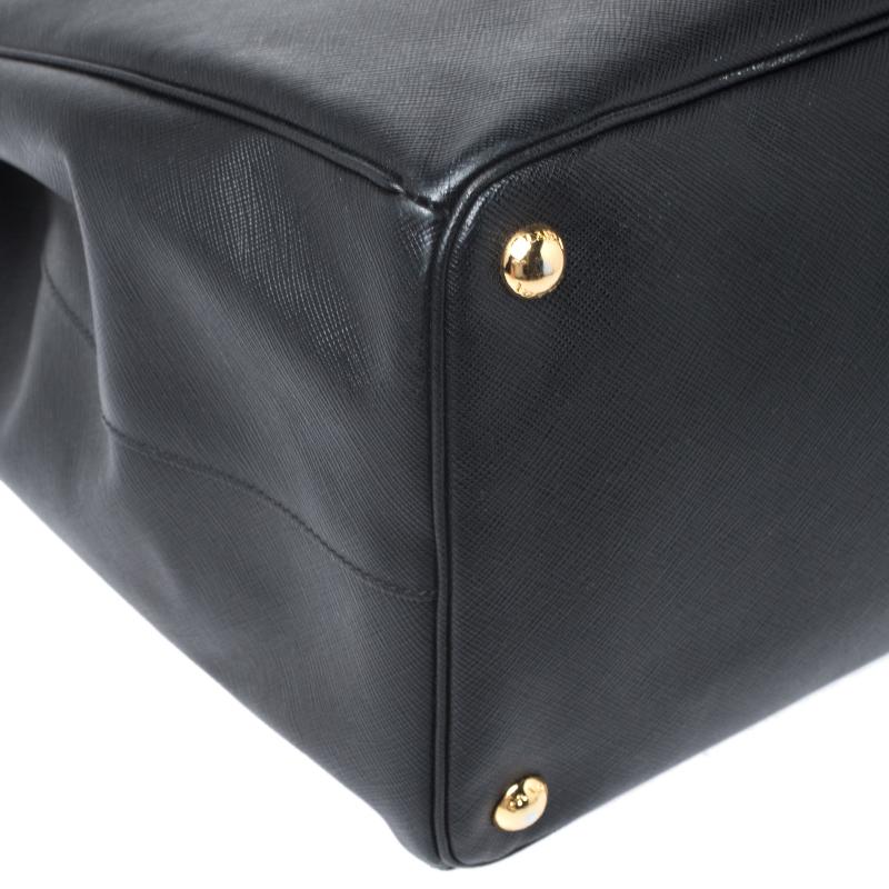 Prada Black Saffiano Leather Executive Double Zip Tote 5
