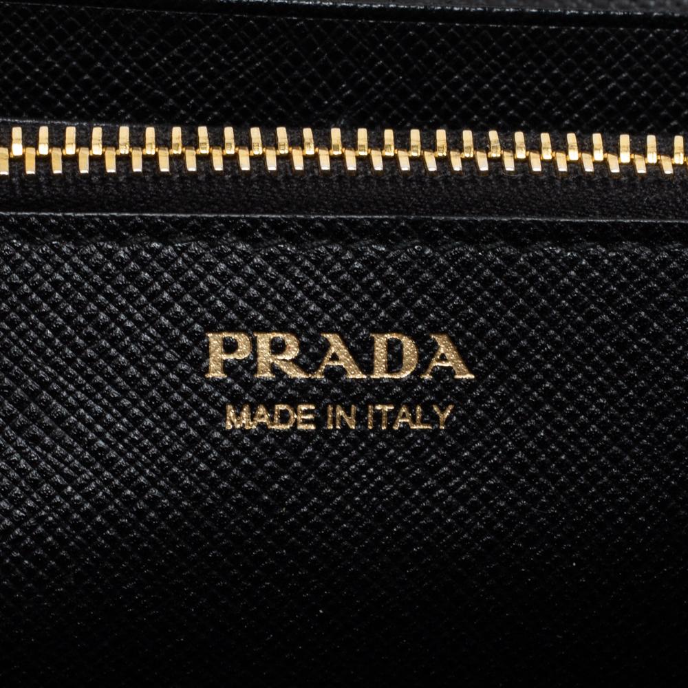 Prada Black Saffiano Leather Flap Continental Wallet 6