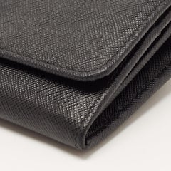 Prada Black Saffiano Leather Flap Continental Wallet