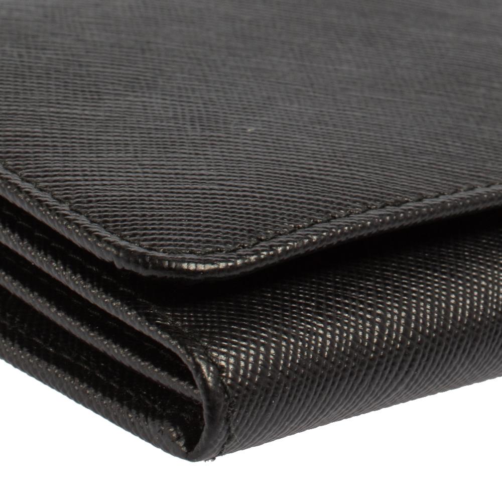 Prada Black Saffiano Leather Flap Continental Wallet 1