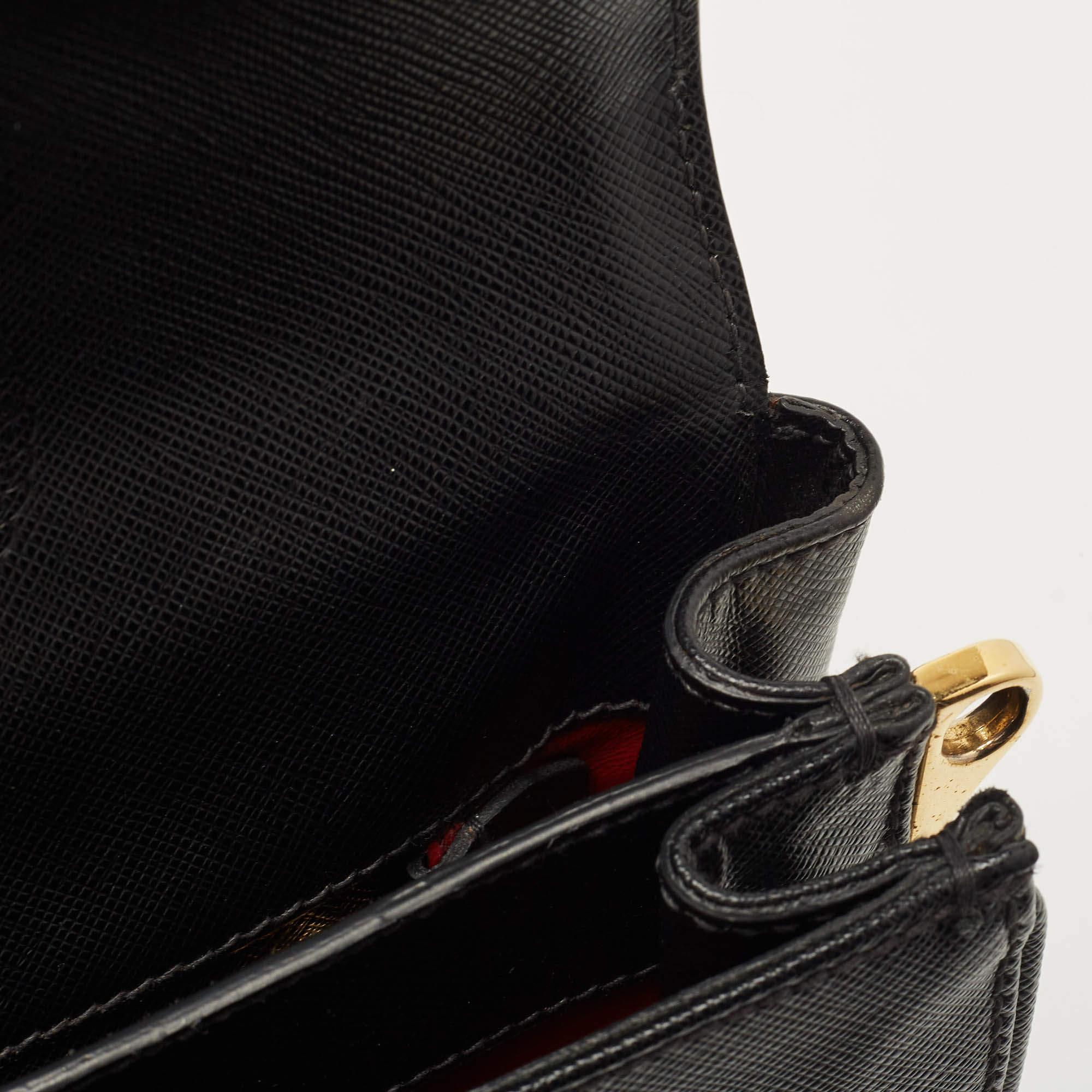 Prada Black Saffiano Leather Flap Shoulder Bag 8