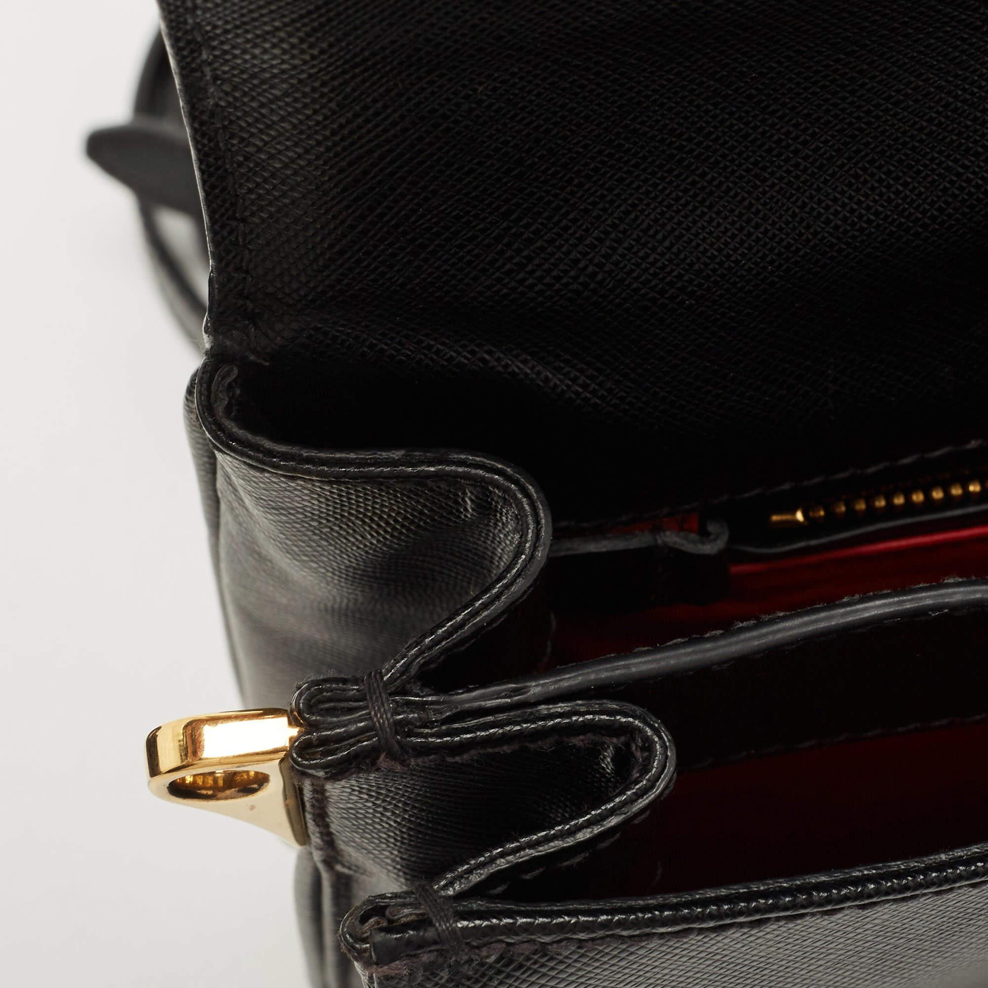 Prada Black Saffiano Leather Flap Shoulder Bag 9