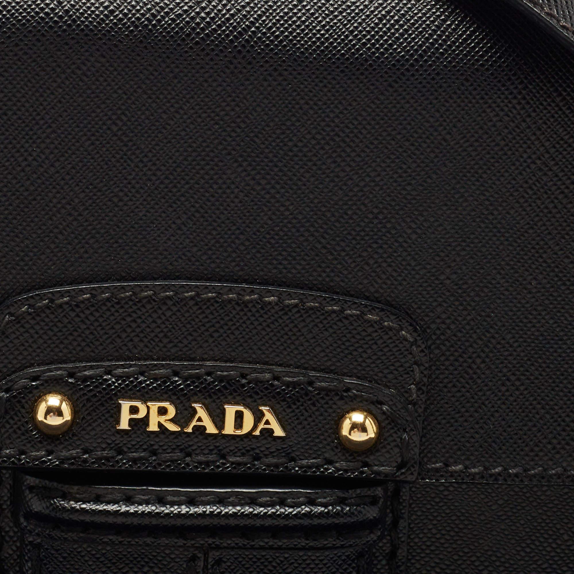 Prada Black Saffiano Leather Flap Shoulder Bag 11