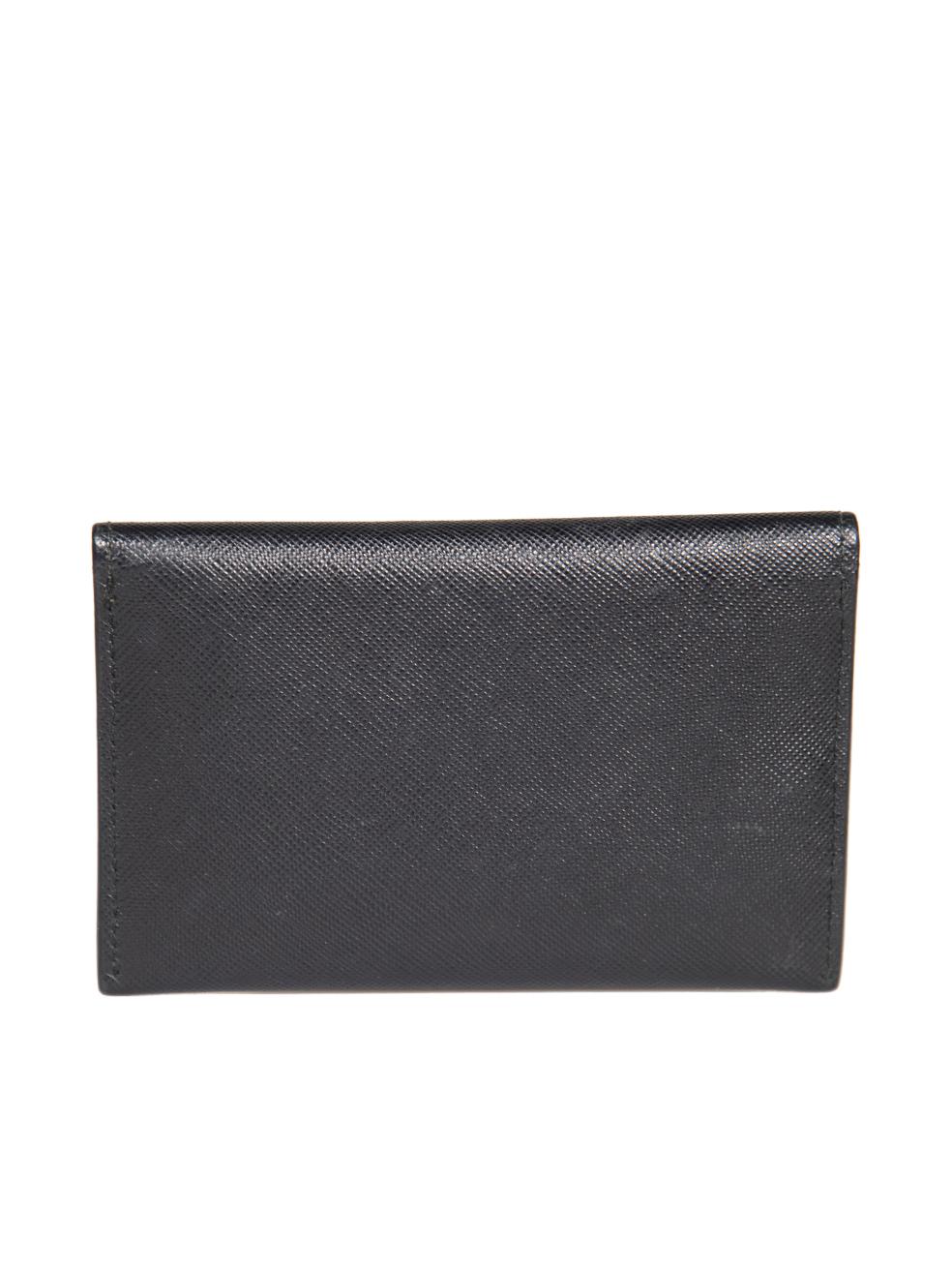Prada Black Saffiano Leather Folded Cardholder In Excellent Condition For Sale In London, GB