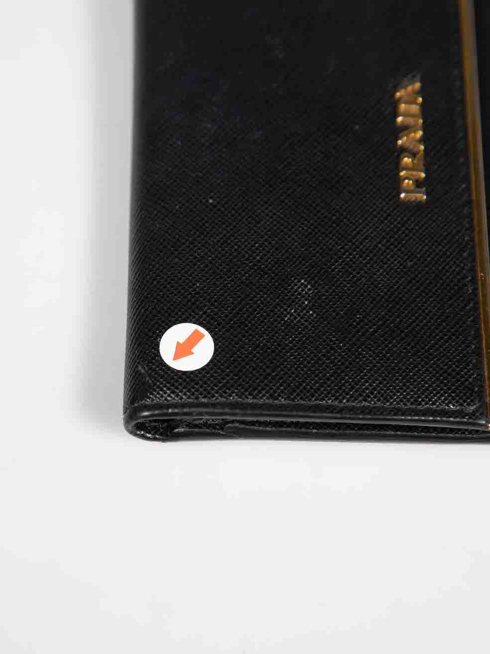 Prada Black Saffiano Leather Folded Cardholder For Sale 2