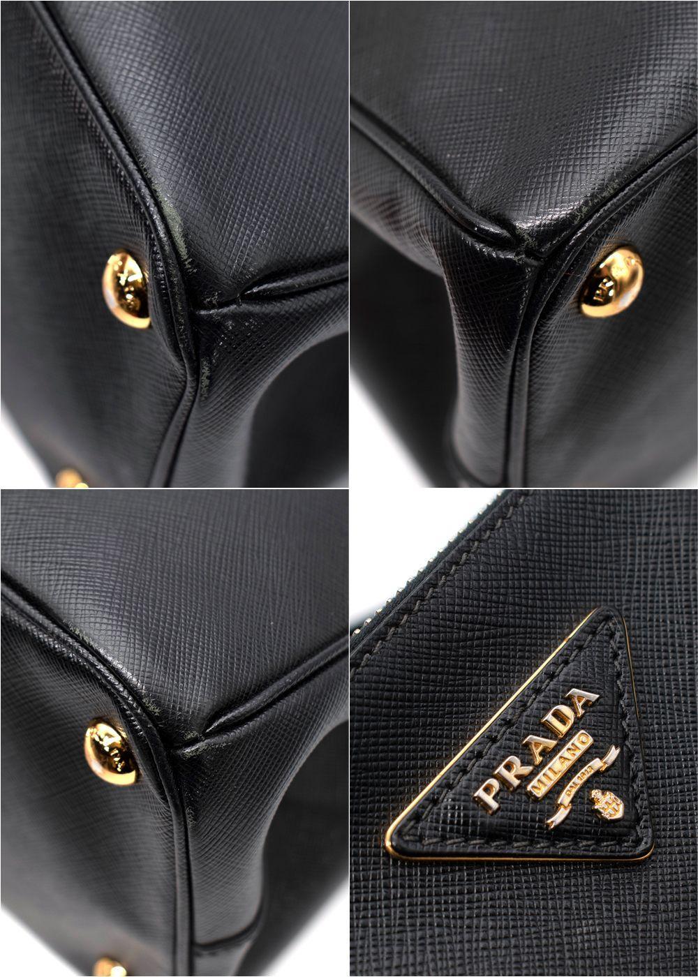 Prada Black Saffiano Leather Galleria Tote Bag For Sale 1