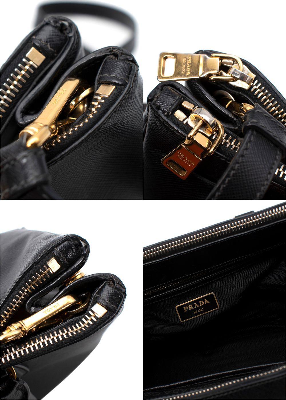 Prada Black Saffiano Leather Galleria Tote Bag For Sale 2