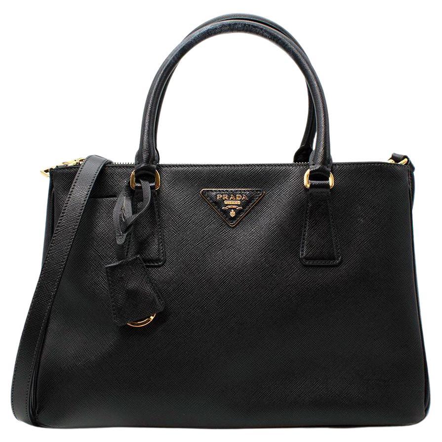 Prada Black Saffiano Leather Galleria Tote Bag For Sale