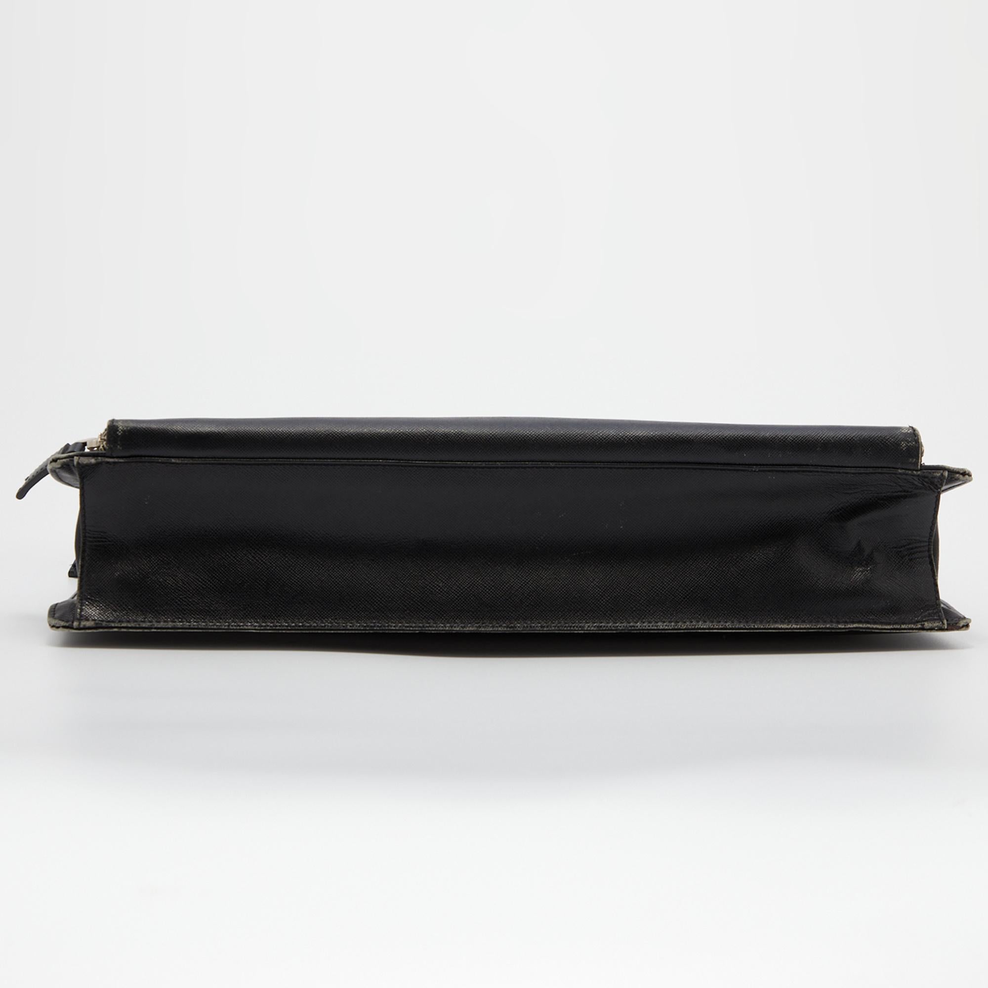 Prada Black Saffiano Leather Laptop Bag 6