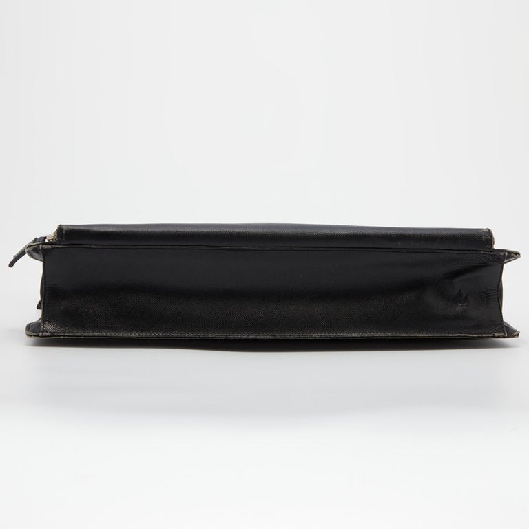 Prada Black Saffiano Leather Laptop Bag For Sale at 1stDibs