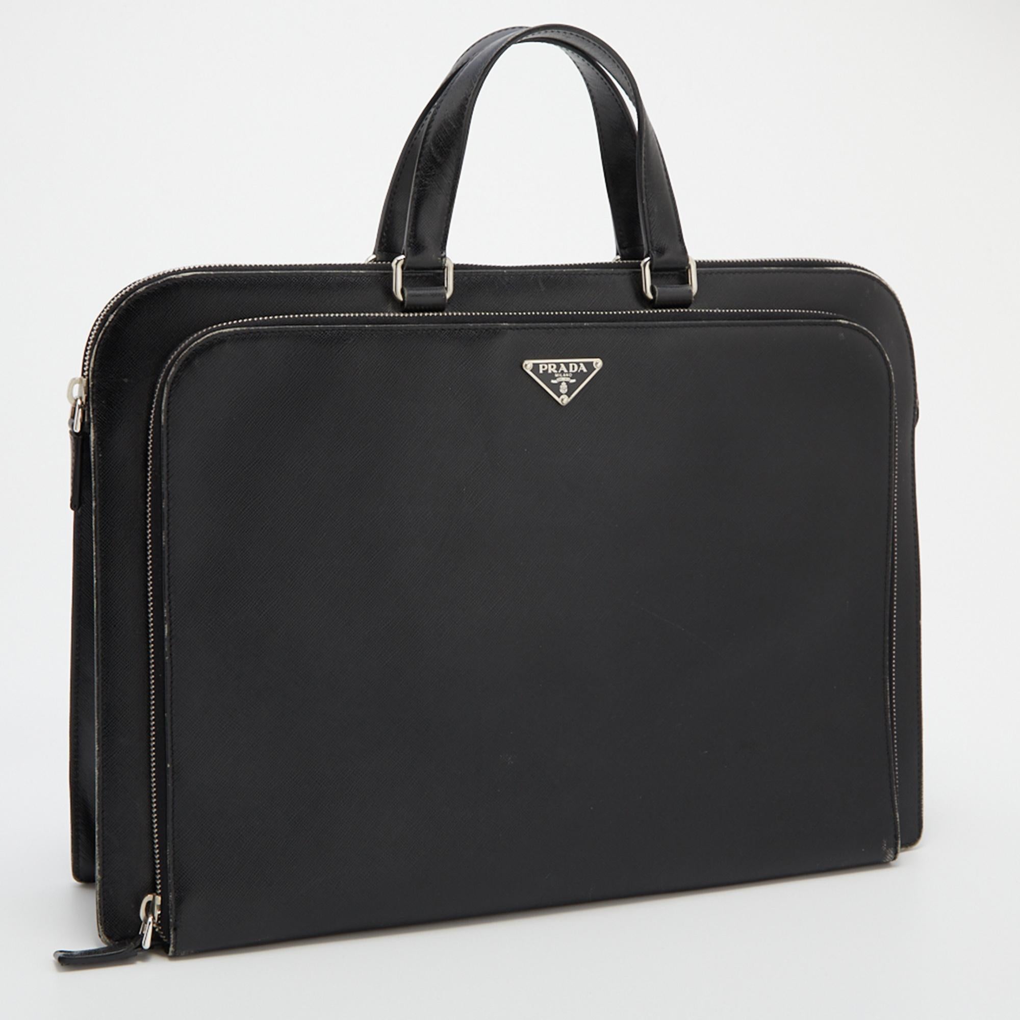 Prada Black Saffiano Leather Laptop Bag 7
