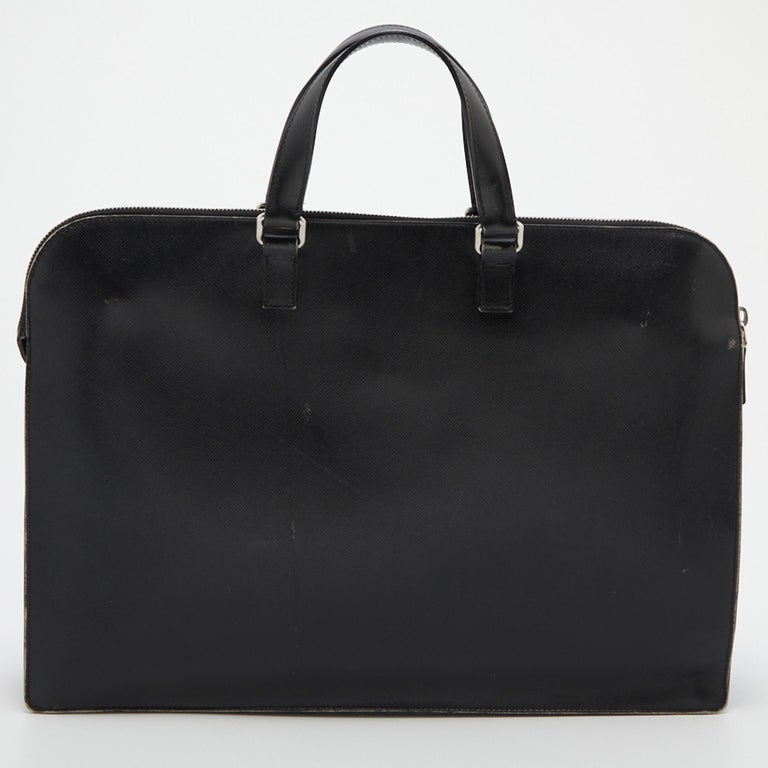 Prada Black Saffiano Leather Laptop Bag For Sale at 1stDibs