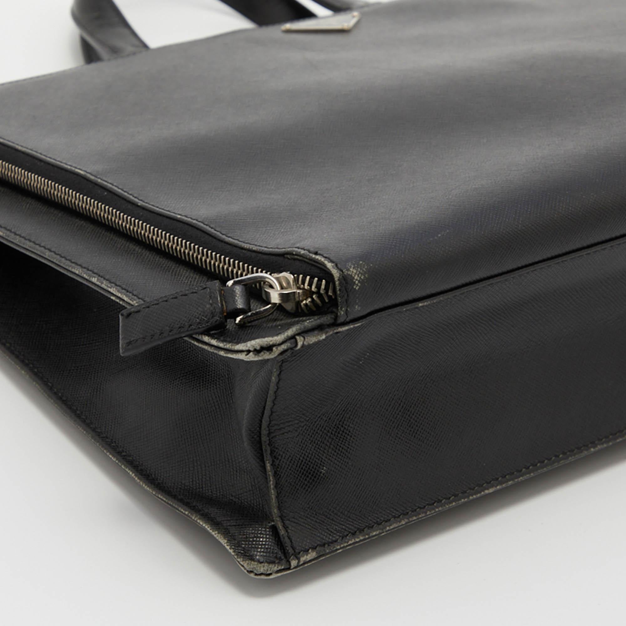 Prada Black Saffiano Leather Laptop Bag 2