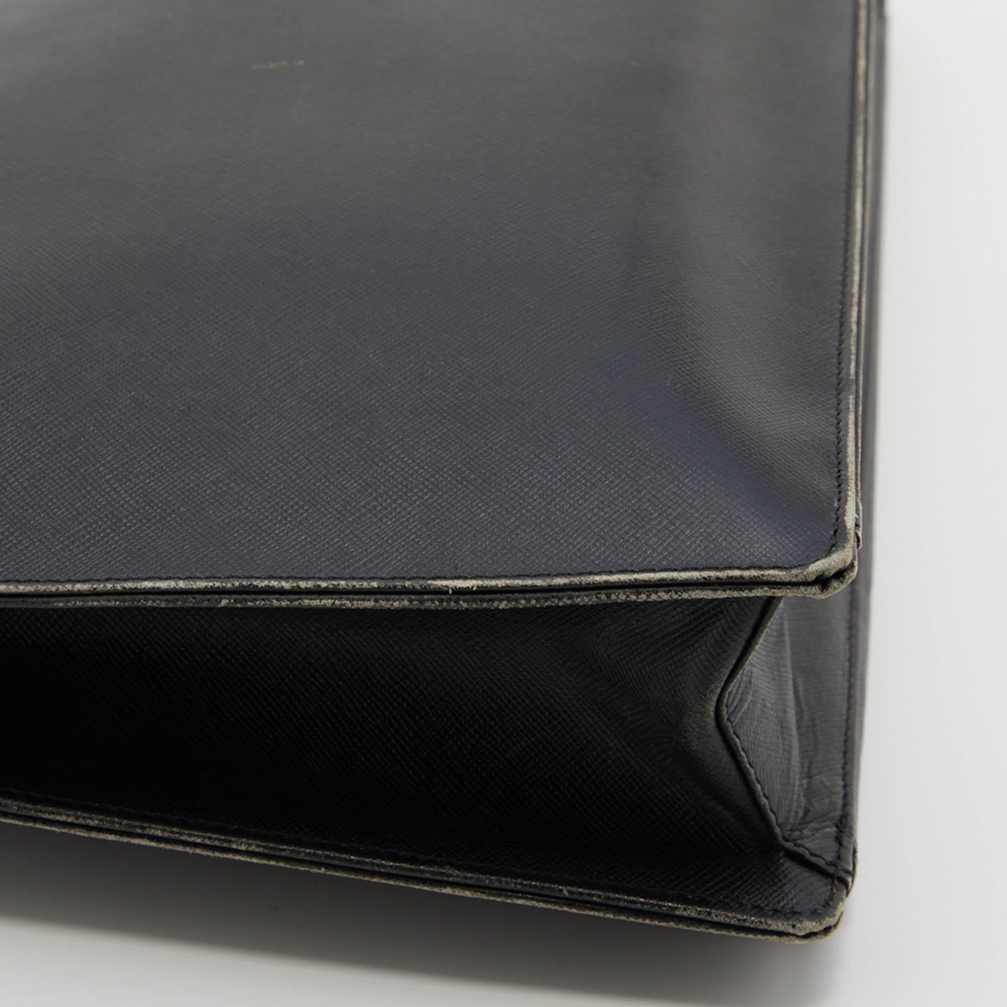 Prada Black Saffiano Leather Laptop Bag 3