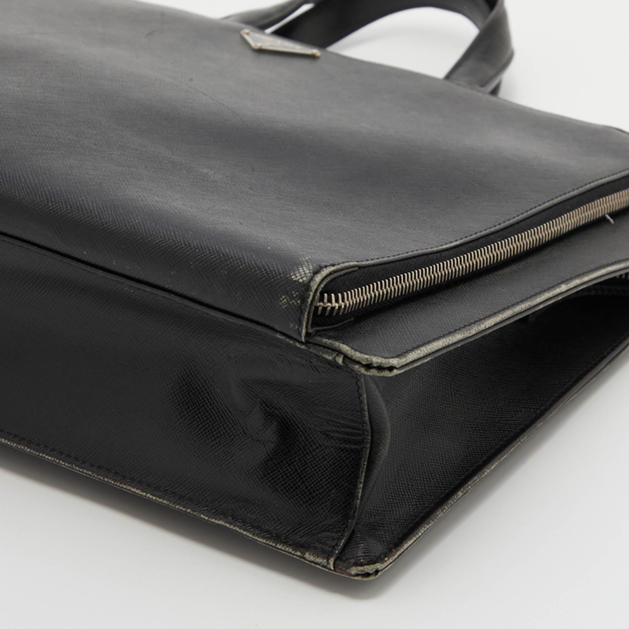 Prada Black Saffiano Leather Laptop Bag 4