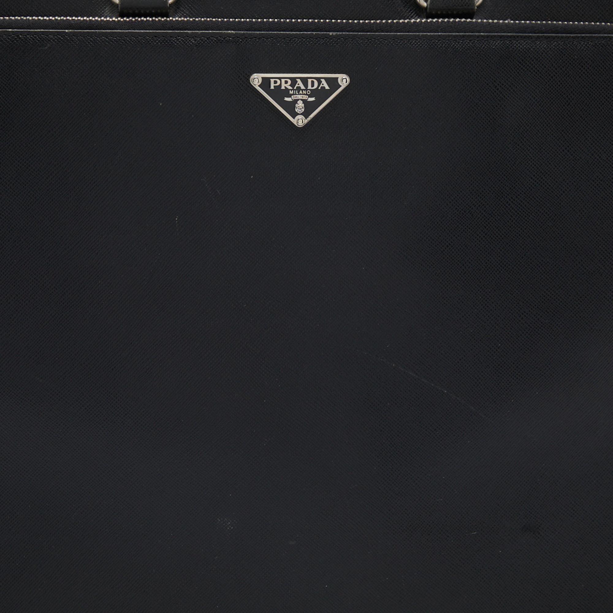 Prada Black Saffiano Leather Laptop Bag 5