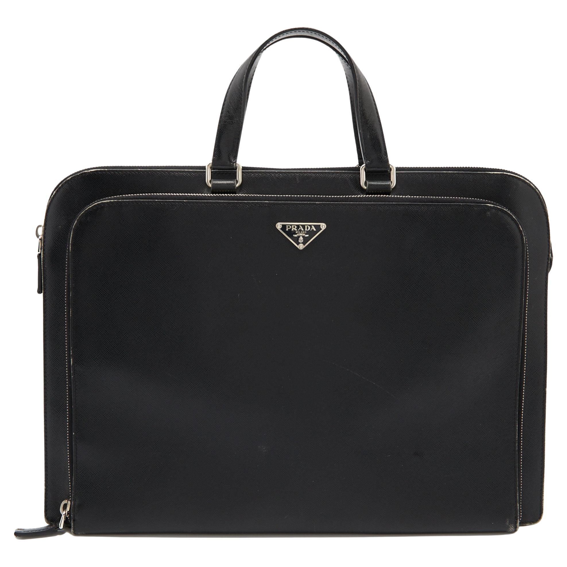 Prada Black Saffiano Leather Laptop Bag