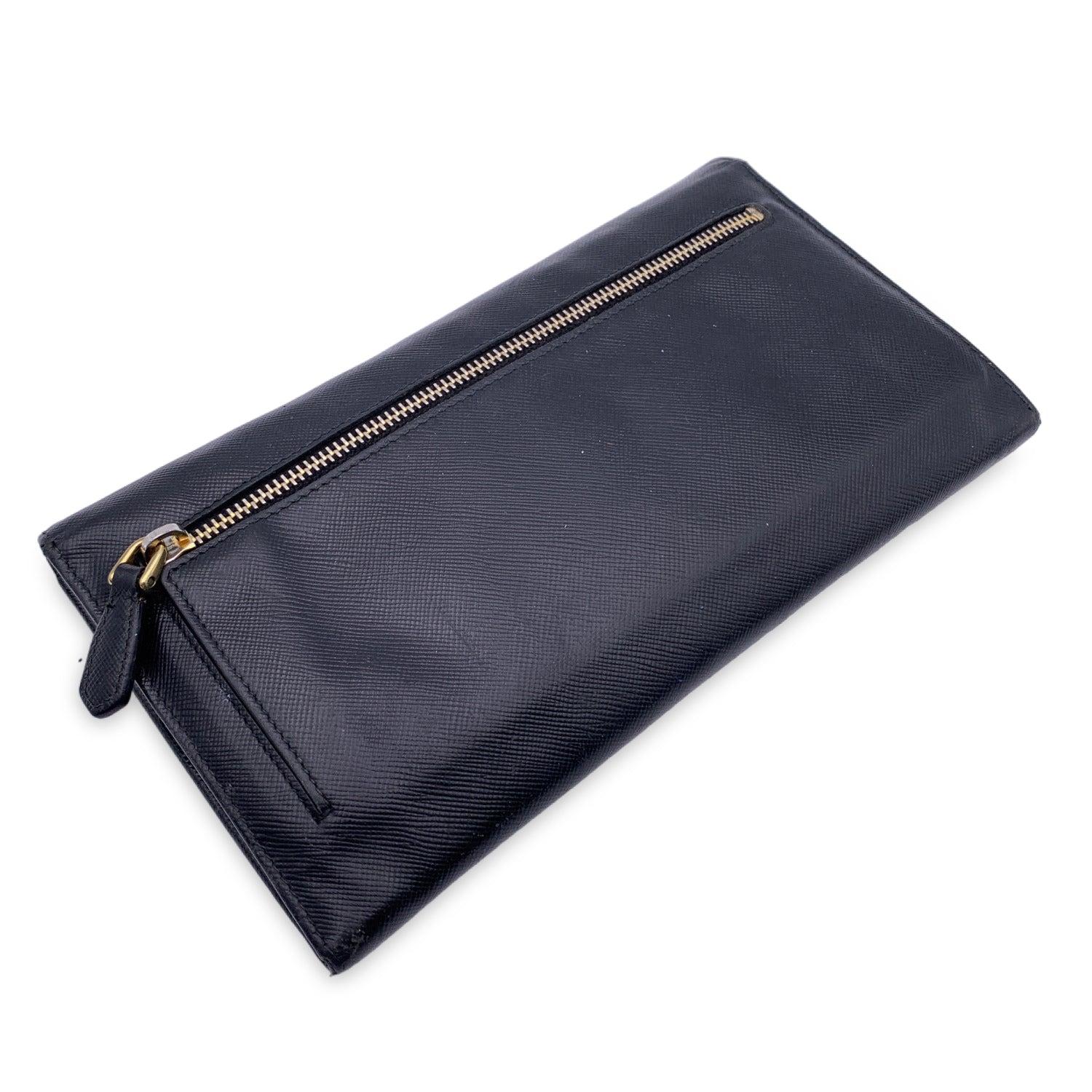Women's Prada Black Saffiano Leather Large Contnental Wallet 1MH311