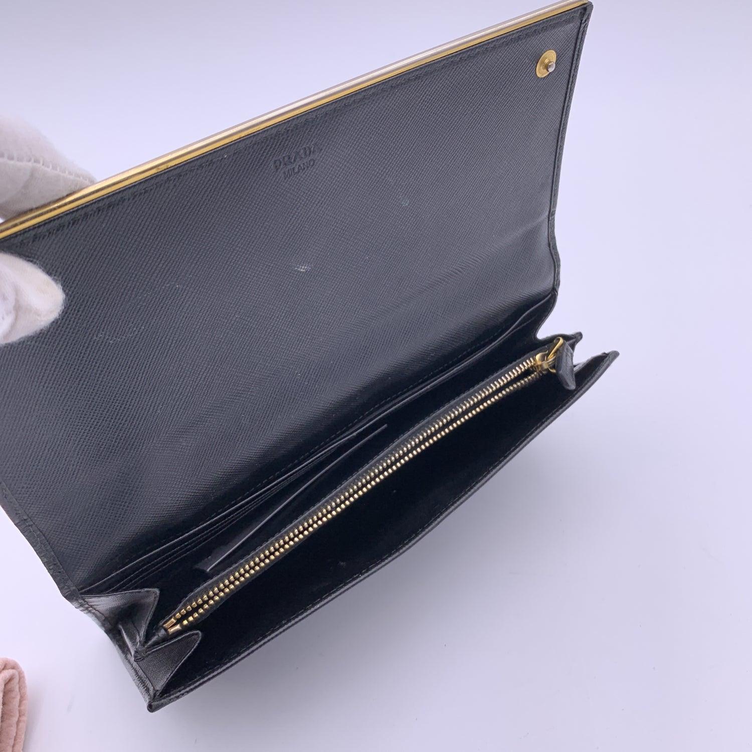 Prada Black Saffiano Leather Large Contnental Wallet 1MH311 1
