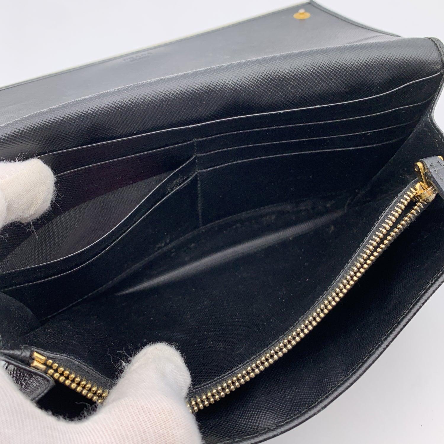 Prada Black Saffiano Leather Large Contnental Wallet 1MH311 4