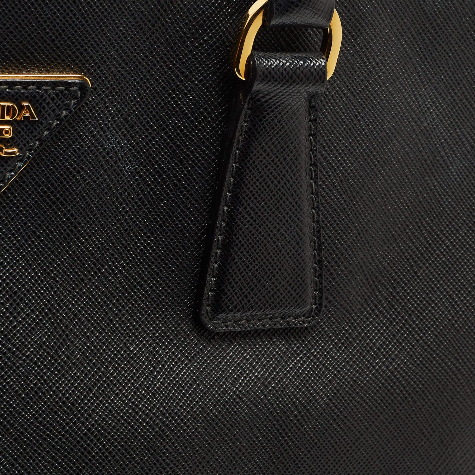 Prada Black Saffiano Leather Large Double Zip Tote 7