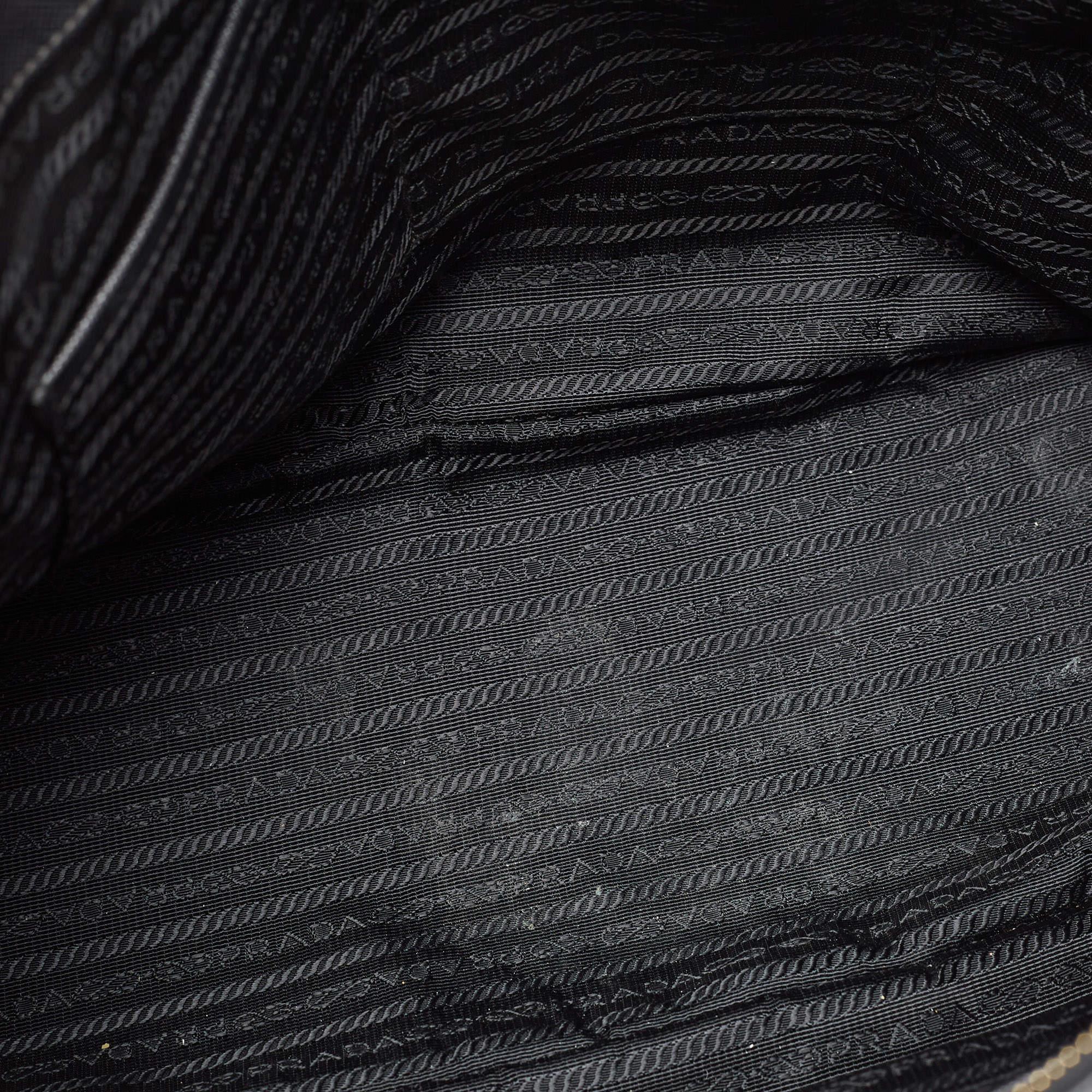 Prada Black Saffiano Leather Large Double Zip Tote 2