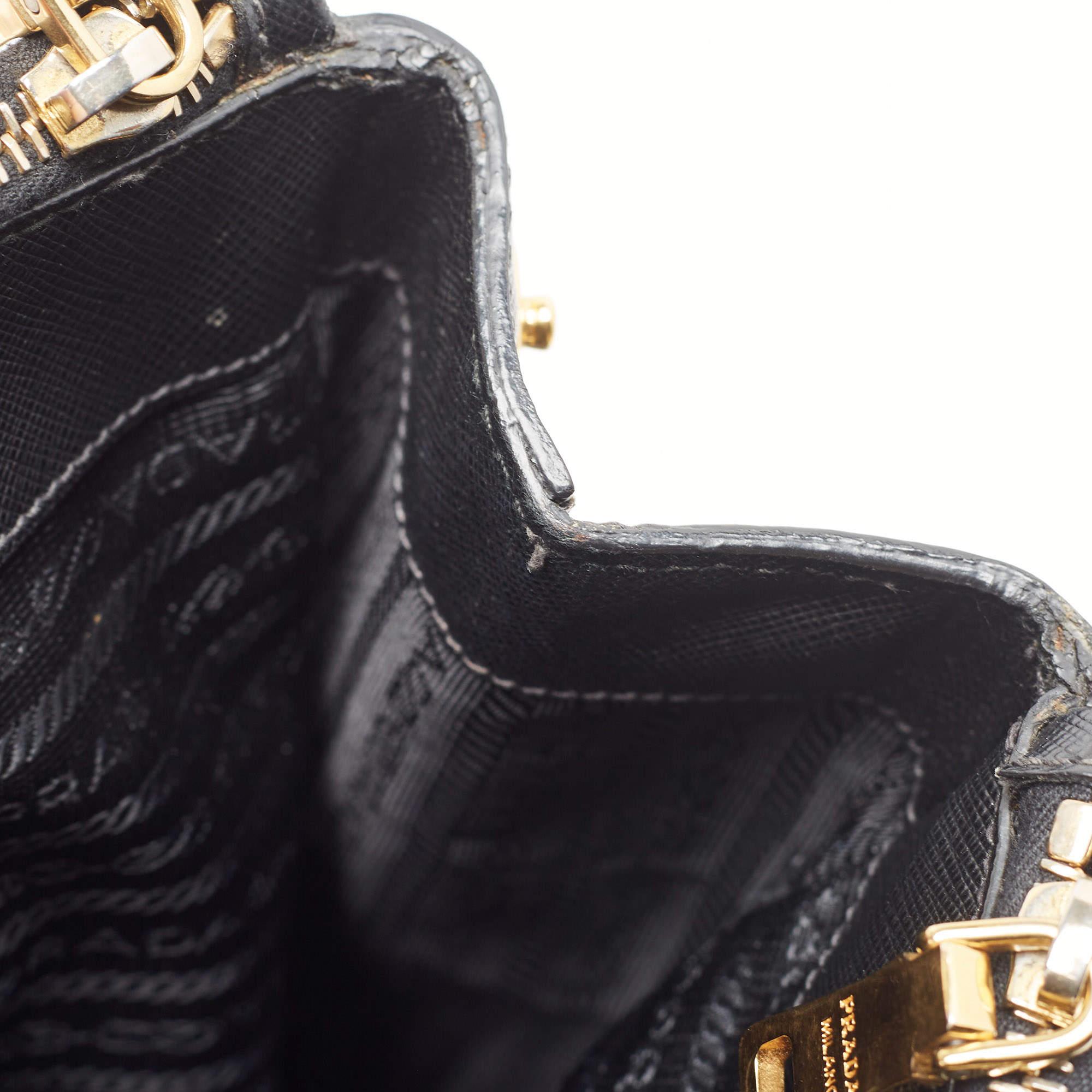Prada Black Saffiano Leather Large Double Zip Tote 4