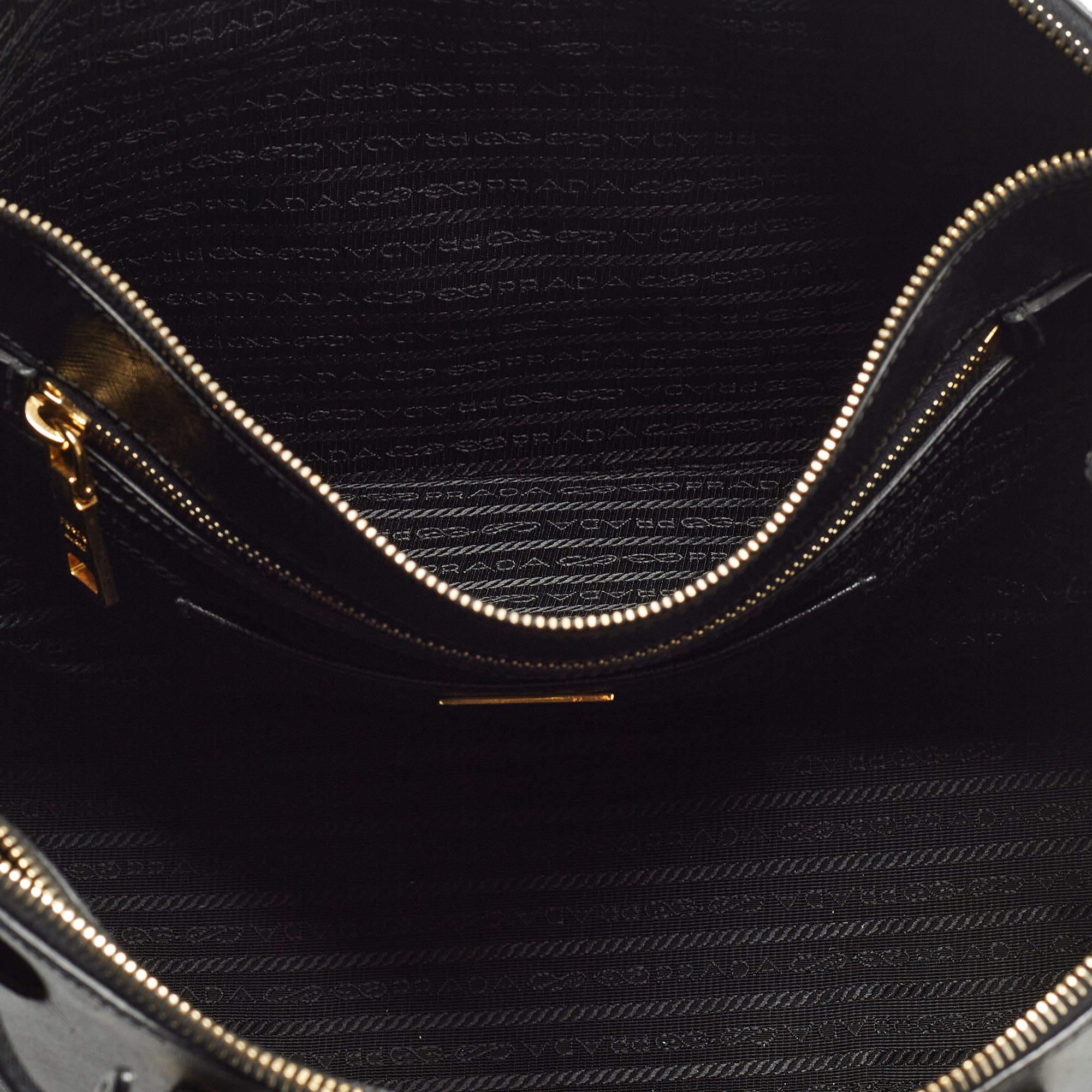 Prada Black Saffiano Leather Large Double Zip Tote 5