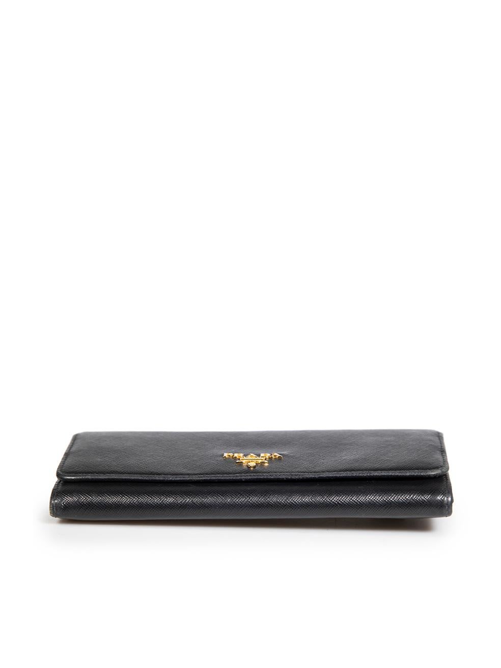 Women's Prada Black Saffiano Leather Large Flap Continental Wallet For Sale