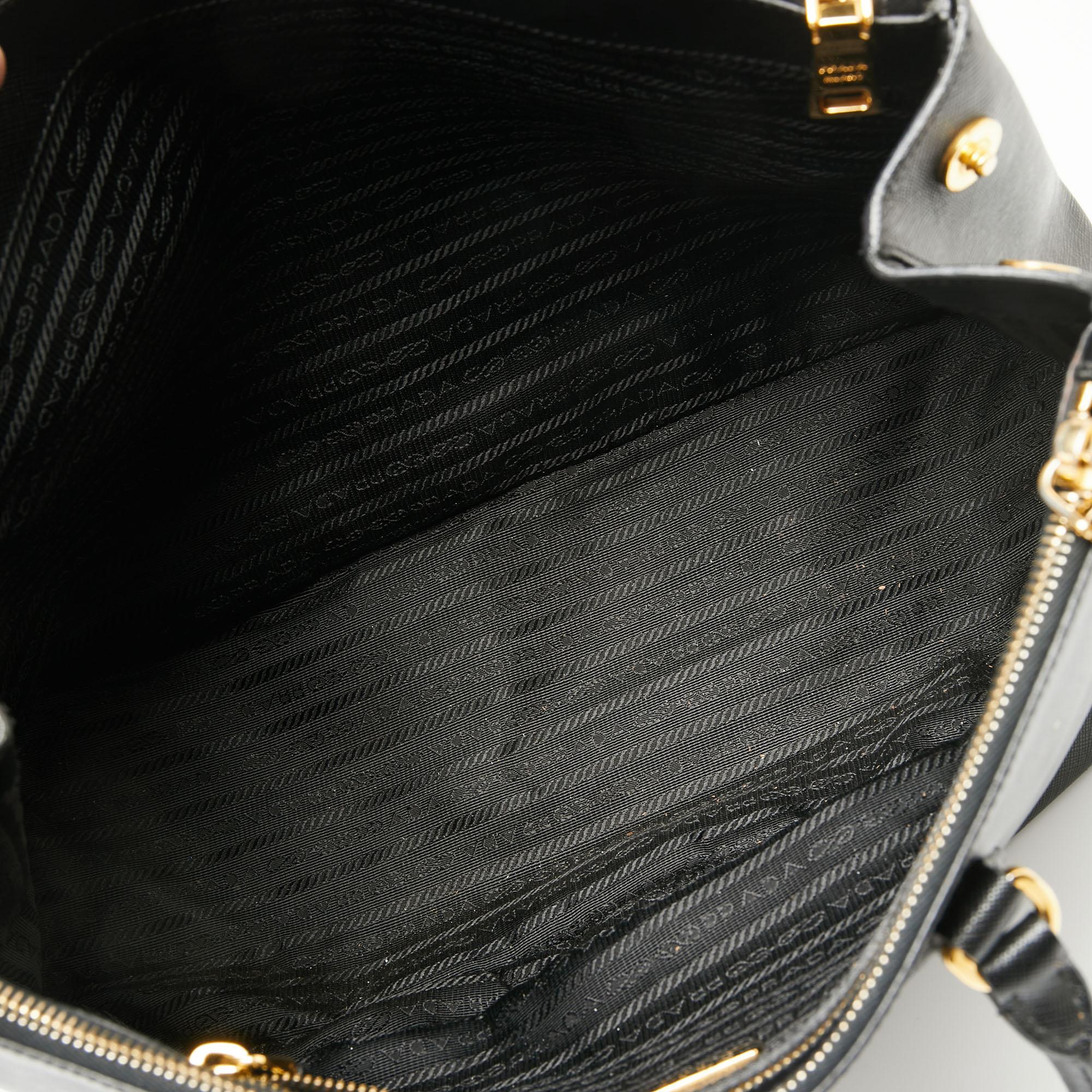 Prada Black Saffiano Leather Large Galleria Double Zip Tote 5