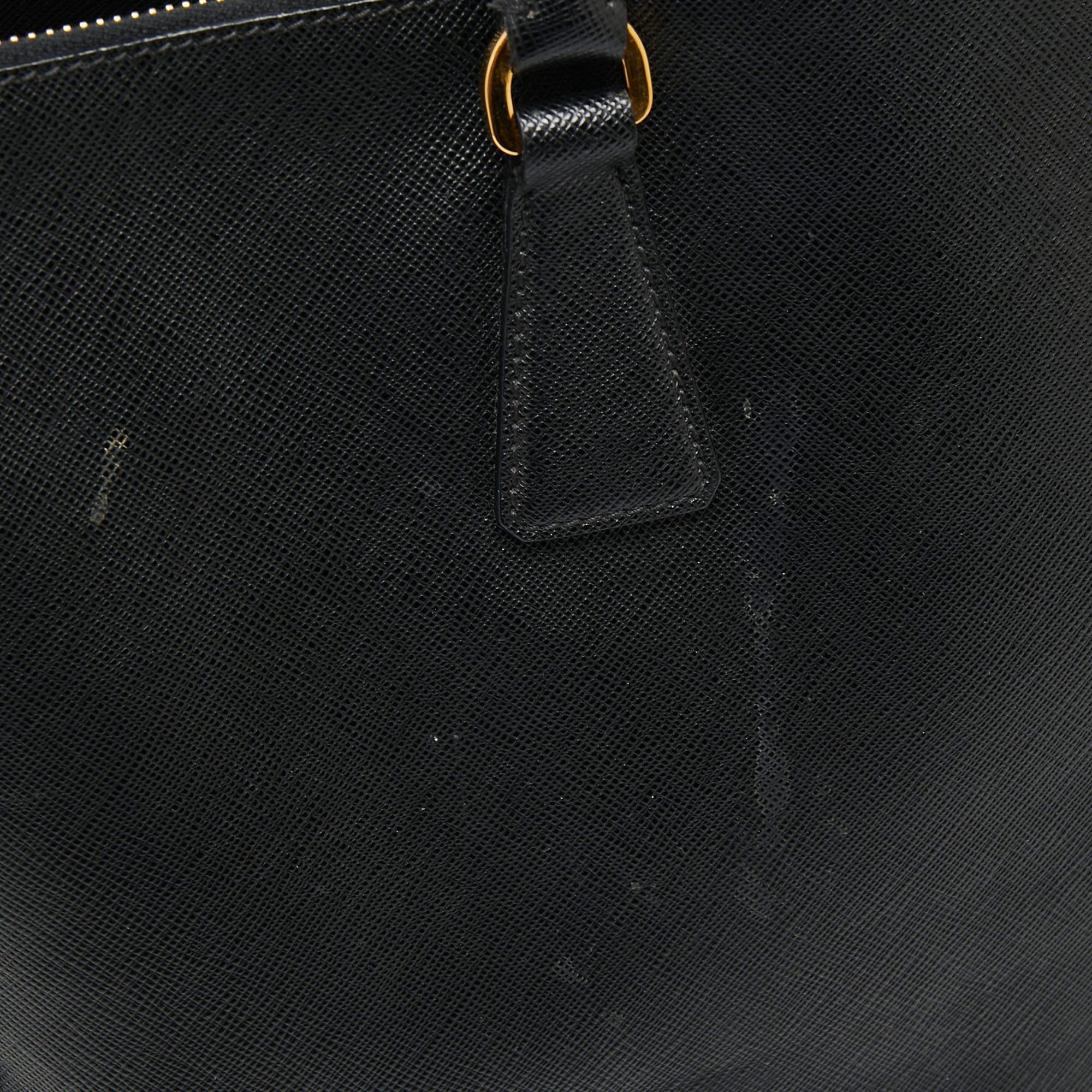 Prada Black Saffiano Leather Large Galleria Double Zip Tote 6