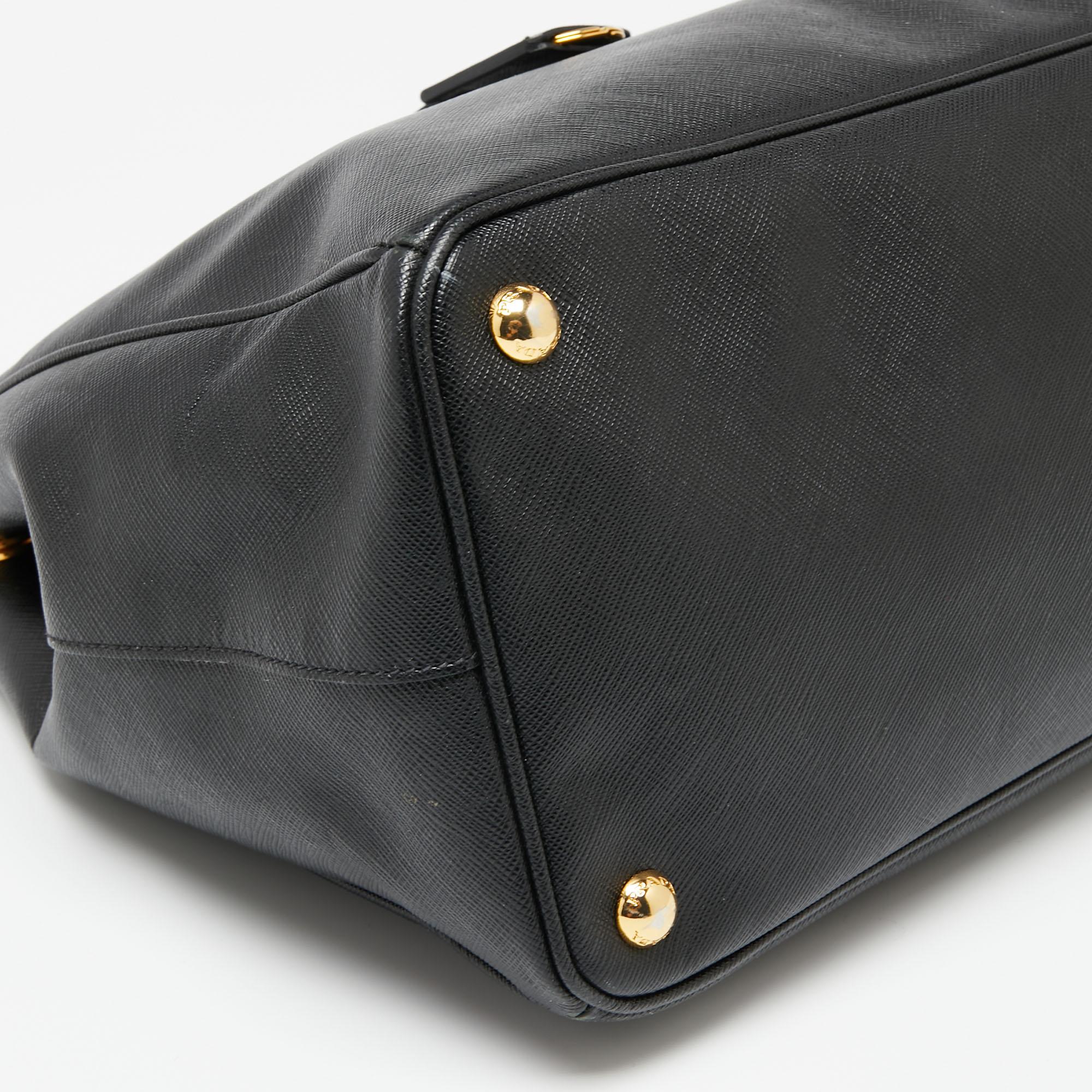 Prada Black Saffiano Leather Large Galleria Double Zip Tote 6