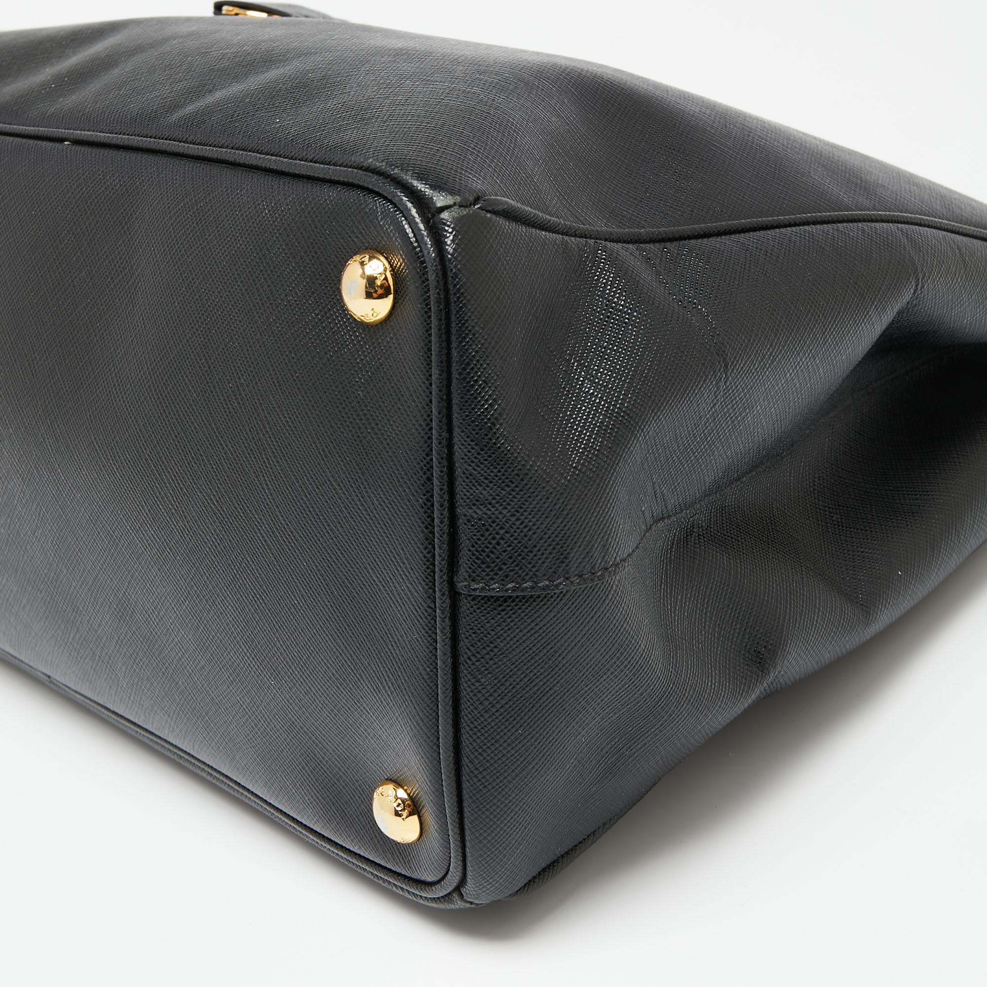 Prada Black Saffiano Leather Large Galleria Double Zip Tote 7