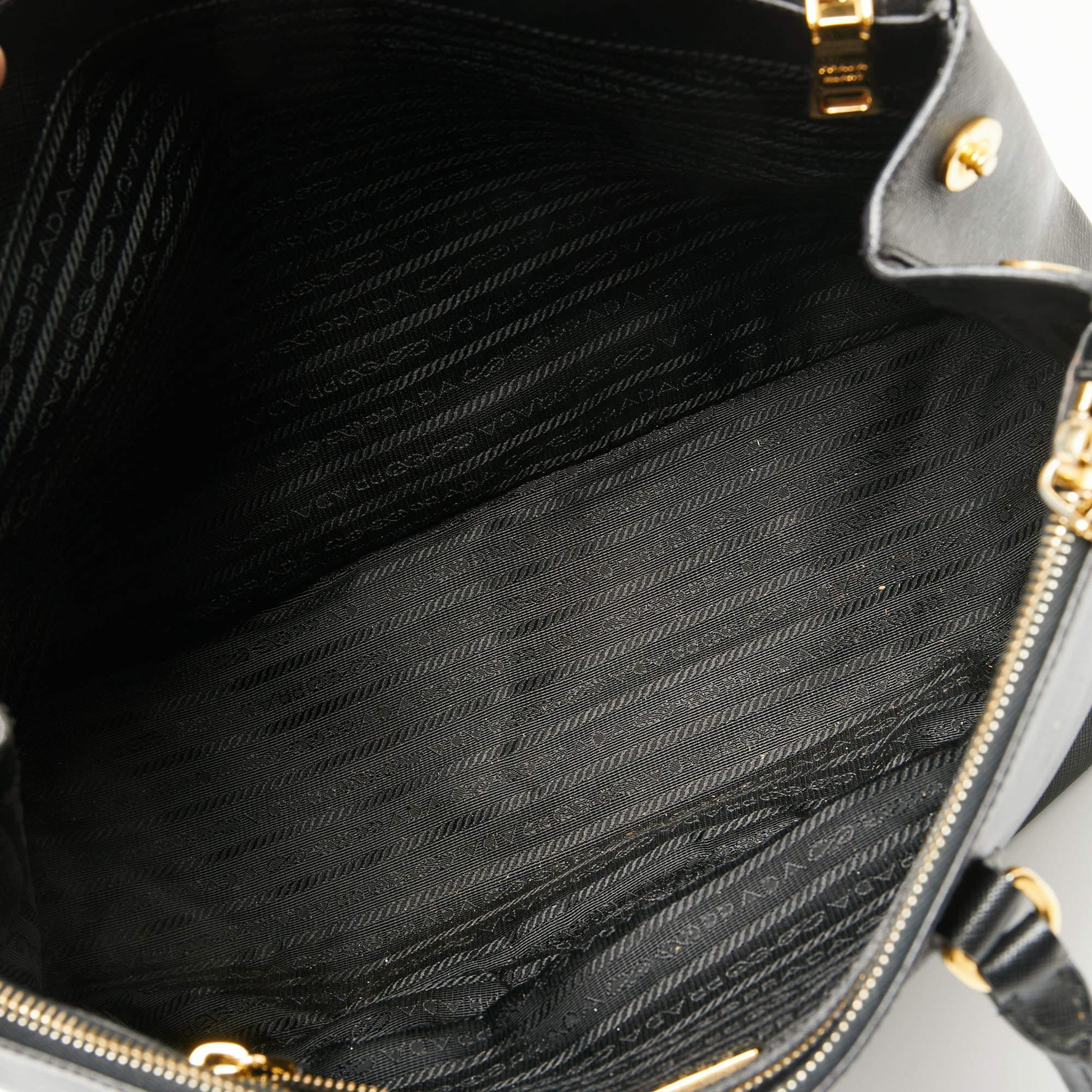 Prada Black Saffiano Leather Large Galleria Double Zip Tote 8