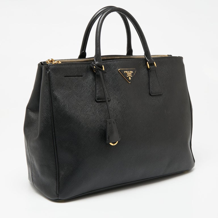 Prada Double Saffiano Leather Tote Bag - Black